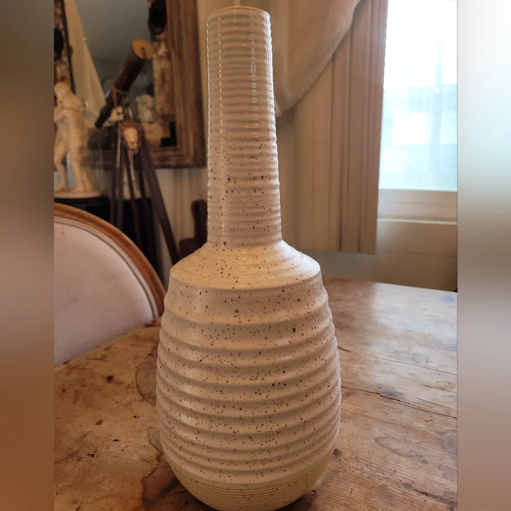 West Elm Textured Cream Vase
